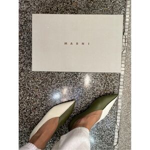 Marni Two-Tone Green and White Mink Ballet Flat